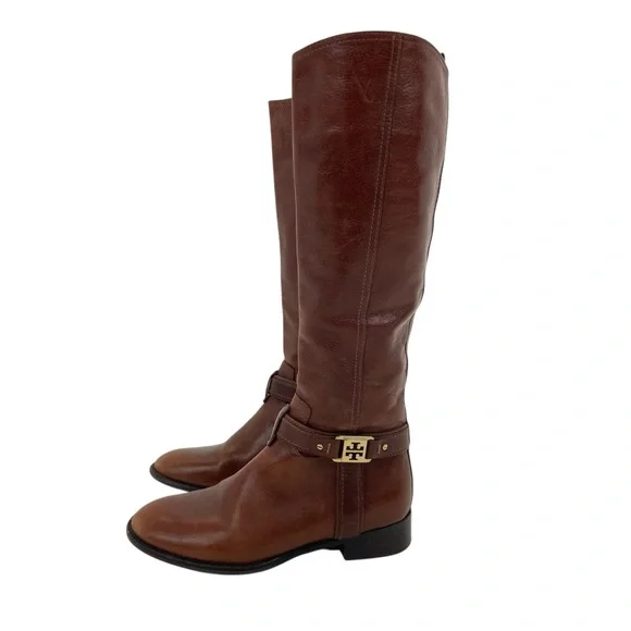 Tory Burch Alessandra Tall Riding Boots 7 Brown - Picture 6 of 16